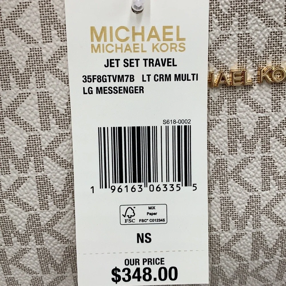 Michael Kors Jet Set Travel Large Messenger Crossbody Bag Light Cream Multi